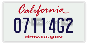 07114G2 license plate in California
