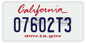 07602T3  license plate in CA