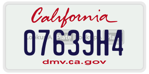 07639H4  license plate in CA