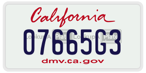 07665G3 license plate in California
