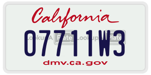 07711W3 license plate in California