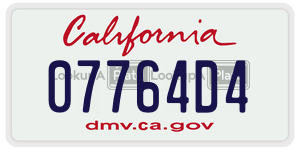 07764D4  license plate in CA