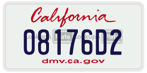 08176D2  license plate in CA