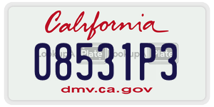 08531P3 license plate in California