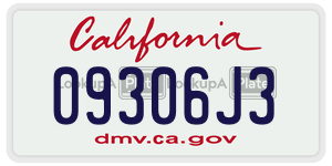 09306J3 license plate in California