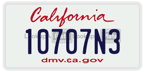 10707N3 license plate in California