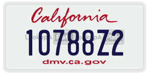 10788Z2 license plate in California