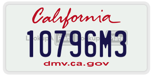 10796M3 license plate in California