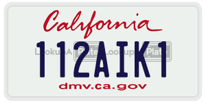 112AIK1  license plate in CA