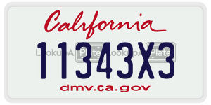 11343X3 license plate in California