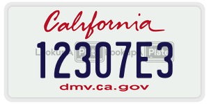 12307E3 license plate in California