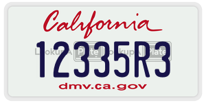 12335R3 license plate in California