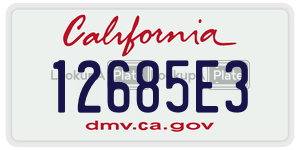 12685E3 license plate in California