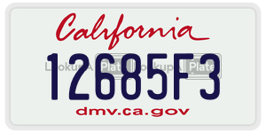 12685F3 license plate in California