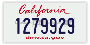 1279929 license plate in California