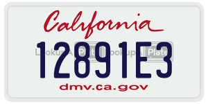 12891E3 license plate in California