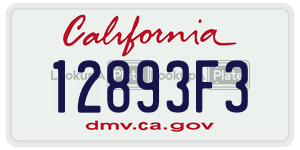 12893F3 license plate in California