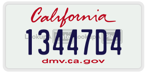 13447D4 license plate in California