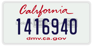 1416940 license plate in California