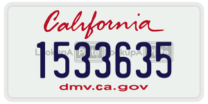 1533635 license plate in California
