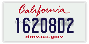 16208D2 license plate in California