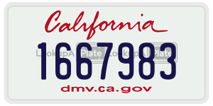 1667983 license plate in California