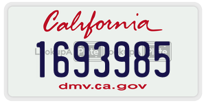 1693985  license plate in CA