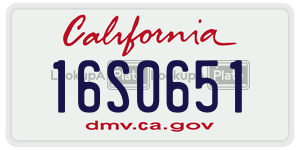 16S0651 license plate in California