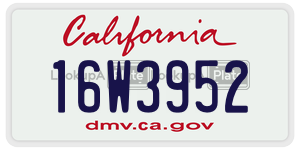 16W3952 license plate in California