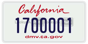 1700001 license plate in California