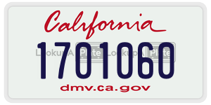 1701060  license plate in CA