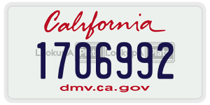 1706992 license plate in California
