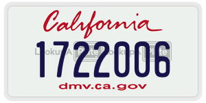 1722006  license plate in CA