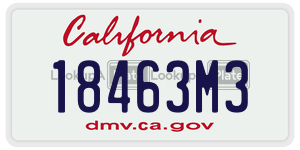 18463M3 license plate in California