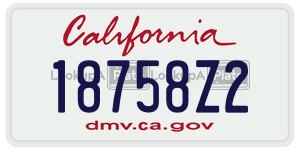 18758Z2 license plate in California