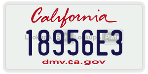 18956E3  license plate in CA