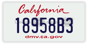 18958B3  license plate in CA
