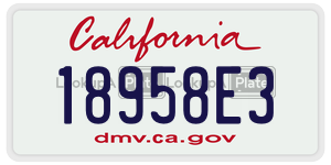 18958E3  license plate in CA