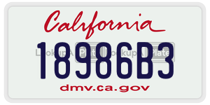 18986B3  license plate in CA