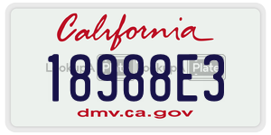 18988E3  license plate in CA