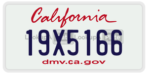 19X5166 license plate in California