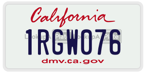1RGW076  license plate in CA