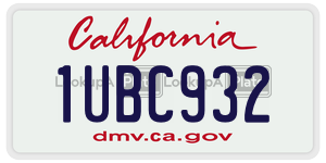 1UBC932 license plate in California