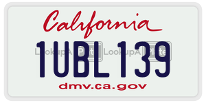 1UBL139  license plate in CA