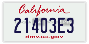 21403E3 license plate in California