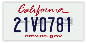 21V0781 license plate in California