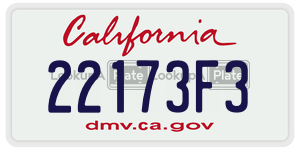 22173F3 license plate in California