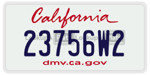23756W2 license plate in California
