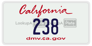 238  license plate in CA