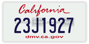 23J1927  license plate in CA